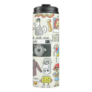 Hipster swag hand drawn colourful doodle set. Vint Thermal Tumbler