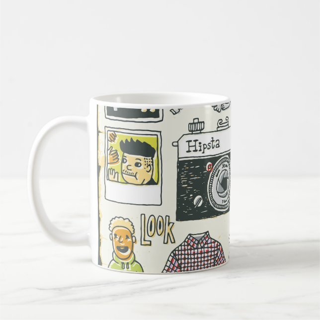 Hipster swag: hand-drawn doodle set coffee mug (Left)