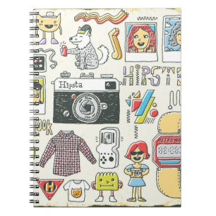 Hipster swag: hand-drawn doodle set notebook