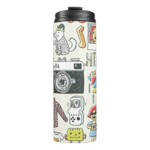 Hipster swag: hand-drawn doodle set thermal tumbler