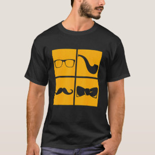 Hipster Symbols Moustache Pipe Smoker Glasses Bow  T-Shirt