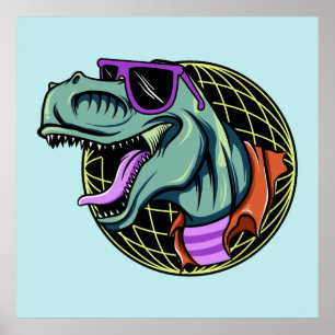 Hipster T-Rex custom color poster