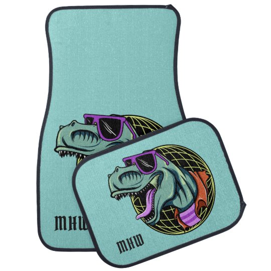 Hipster T Rex Custom Monogram Car Floor Mats Zazzle Co Uk