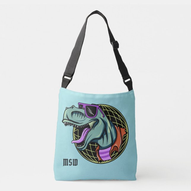 Hipster T-Rex custom monogram & colour bags (Front)