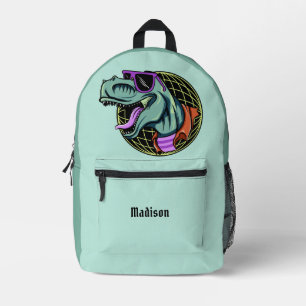 Hipster T-Rex custom name & colour Printed Backpack