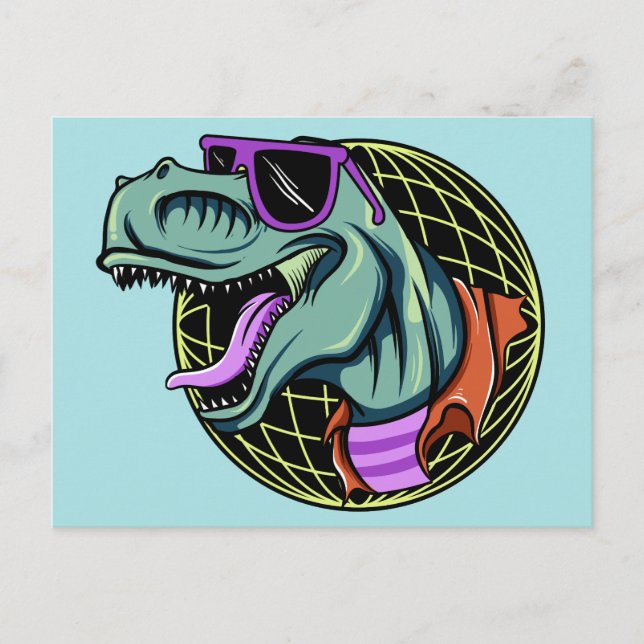 Hipster T-Rex postcard (Front)