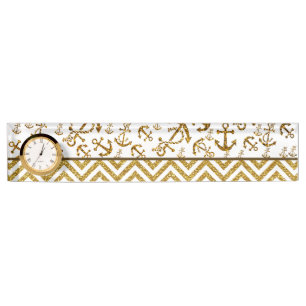 Hipster Trendy Anchor Chevron Glitter Photo Print Nameplate