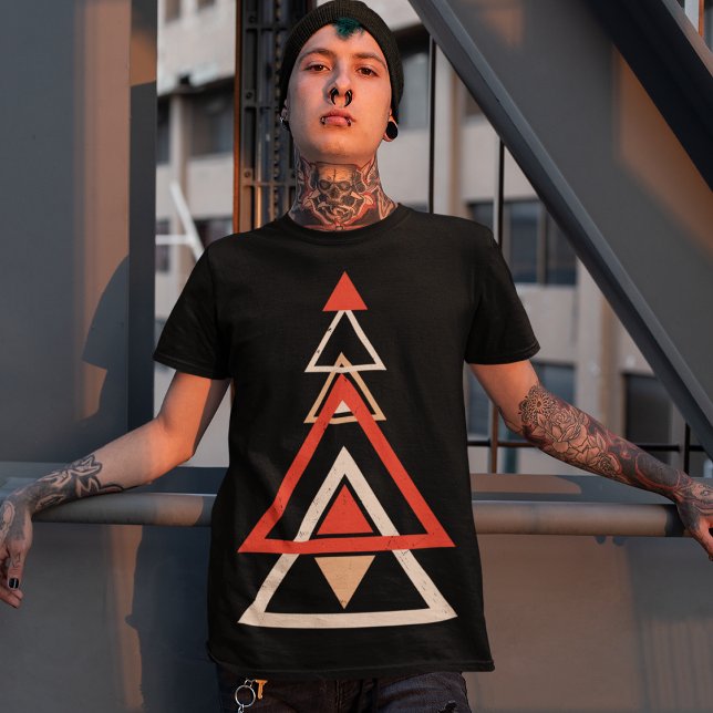 Hipster Triangle Colour T-Shirt (Tattoo artist posing on the top of the building)