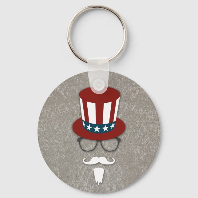 Hipster Uncle Sam Key Ring (Front)