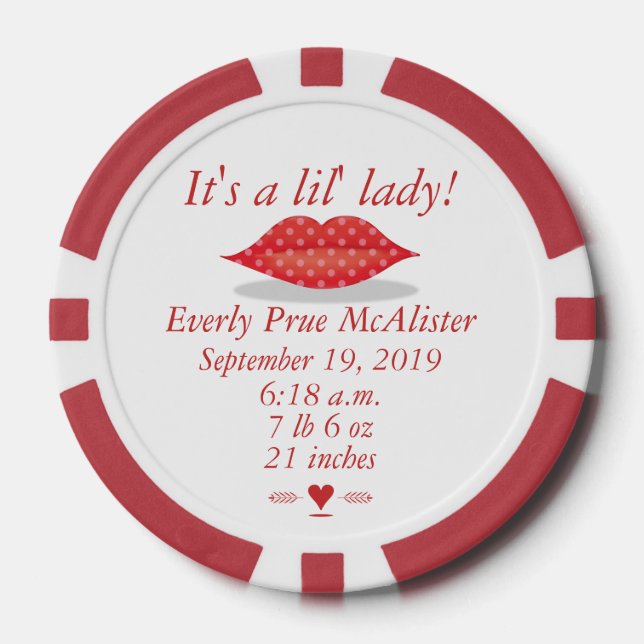 Hipster Vintage Retro baby Girl Poker Chips (Front)