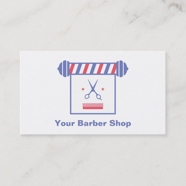 Hipster Whimsical Retro Lights Barber Shop Business Card (Front)