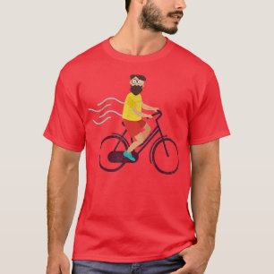 Hipster with full beard on bike  T-Shirt