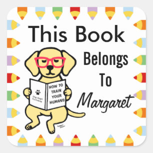 Hipster Yellow Labrador Puppy Square Sticker