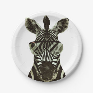 Hipster Zebra Paper Plate