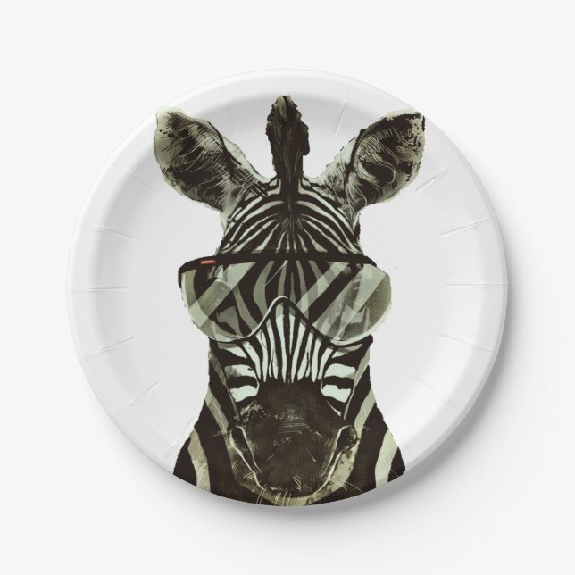 Hipster Zebra Paper Plate (Front)