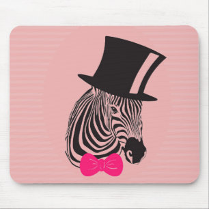 Hipster Zebra with top hat and Bow Tie Mouse Mat