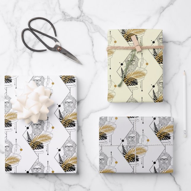 Hipster Zeus Greek God Pattern Wrapping Paper Sheet (Front)