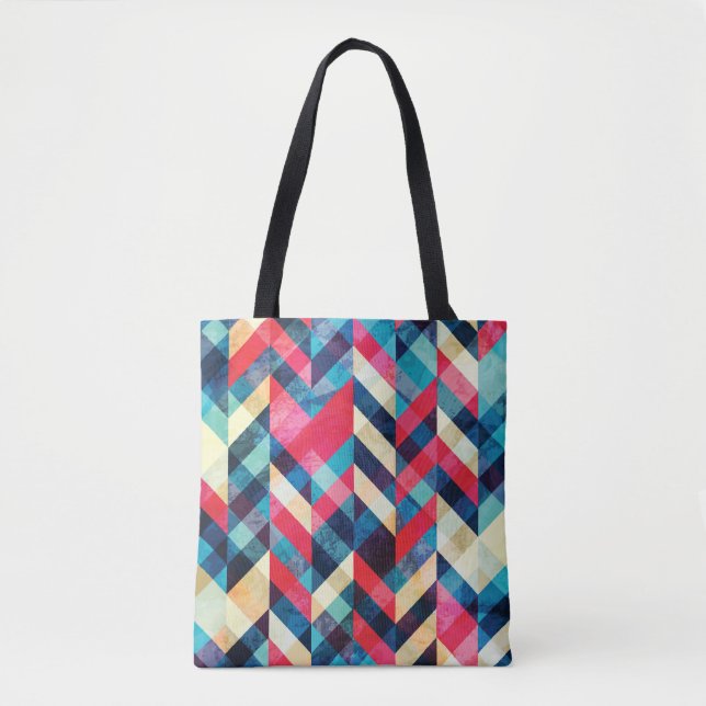 Hipster zigzag: grunge seamless pattern. tote bag (Front)