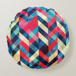 hipster zigzag seamless pattern with grunge effect round cushion