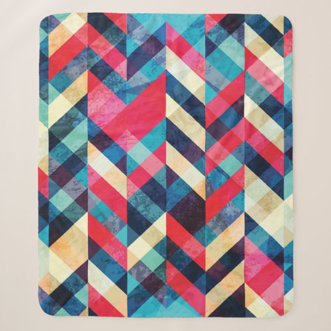 hipster zigzag seamless pattern with grunge effect sherpa blanket (Front)