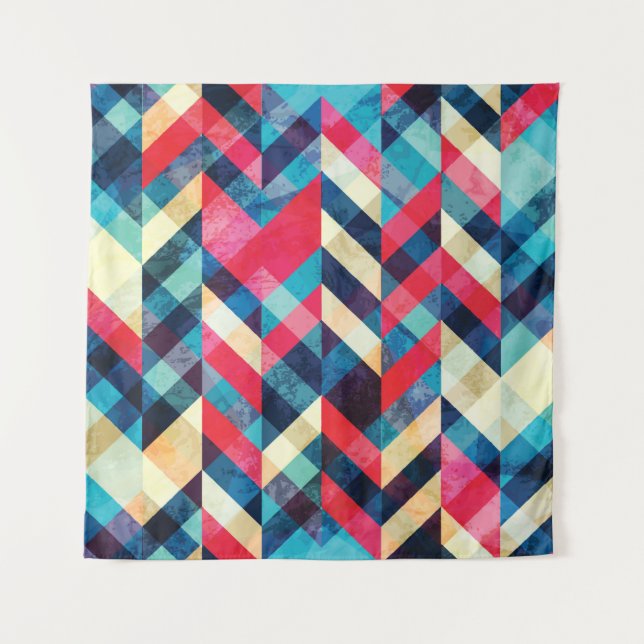 hipster zigzag seamless pattern with grunge effect tapestry (Front)
