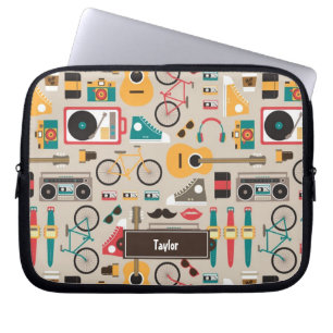 Hipsterrific Hipster Things Pattern (Cinereous) Laptop Sleeve