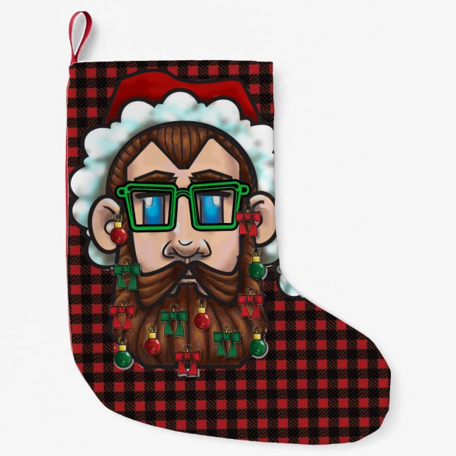 Hipster's Holiday Greetings Small Christmas Stocking (Front)