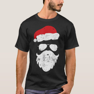 Hipsters Santa Beard Aviator Sunglasses Xmas Chris T-Shirt