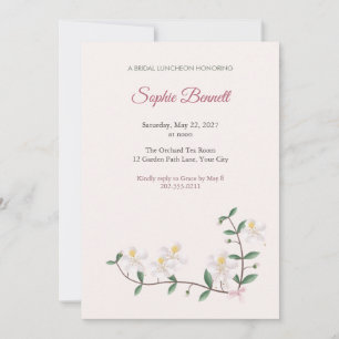 Hiptage White Flower Bridal Luncheon Invitation