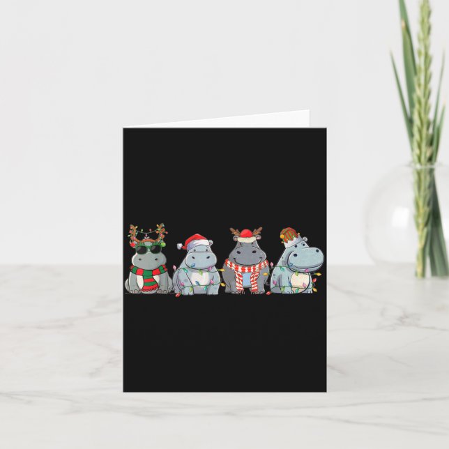 Hiptamuses Christmas Lights Cute Hip Christmas  Card (Front)