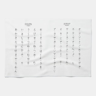Hiragana Katakana Learn Japanese Characters Tea Towel