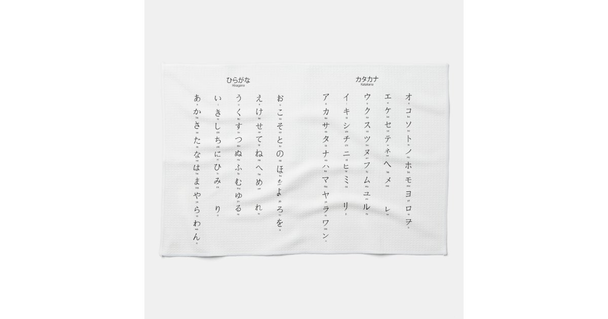 Hiragana Katakana Learn Japanese Characters Tea Towel Zazzle