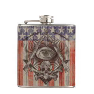 Hiram Abiff Freemasons flask with American colours