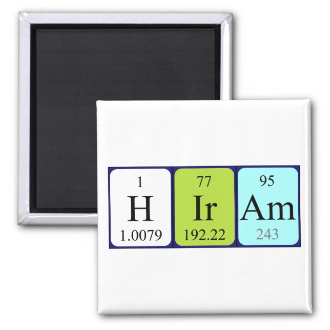 Hiram periodic table name magnet (Front)