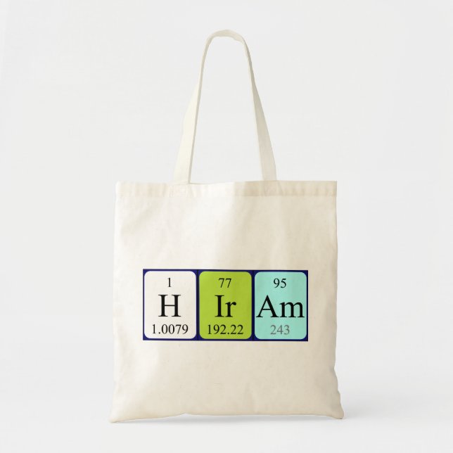 Hiram periodic table name tote bag (Front)