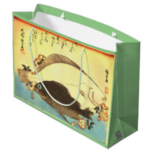 Hirame & Mebaru - Hiroshige's Japanese Fish Print Large Gift Bag