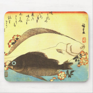 Hirame & Mebaru - Hiroshige's Japanese Fish Print Mouse Mat