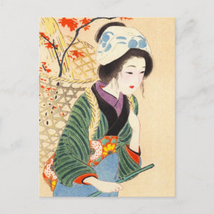 Hirezaki Eiho Beauties of the Twelve Months, Bijin Postcard