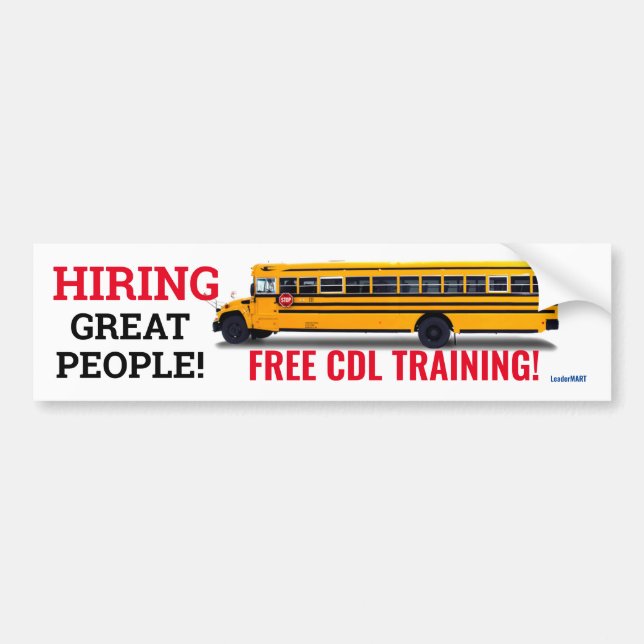 HIRING GREAT PEOPLE! - FREE CDL TRAINING BUMPER STICKER (Front)
