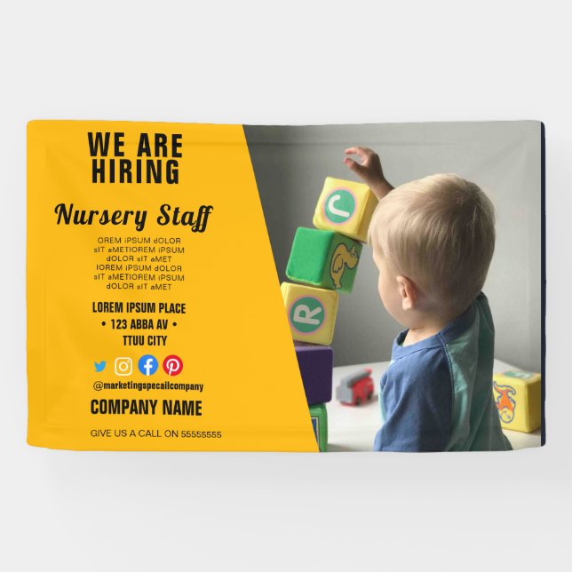 hiring staff BUSINESS custom logo flyer Poster Ped Banner (Horizontal)