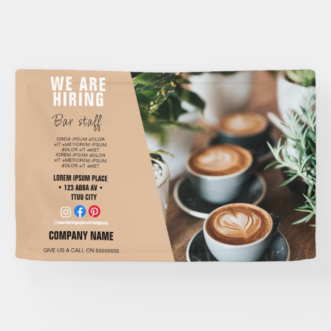 hiring staff BUSINESS custom logo flyer Poster Ped Banner (Horizontal)