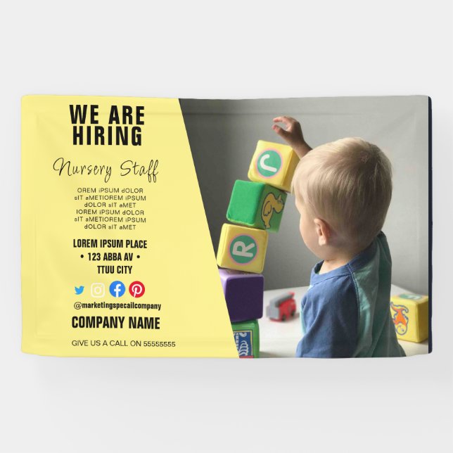 hiring staff BUSINESS custom logo flyer Poster Ped Banner (Horizontal)