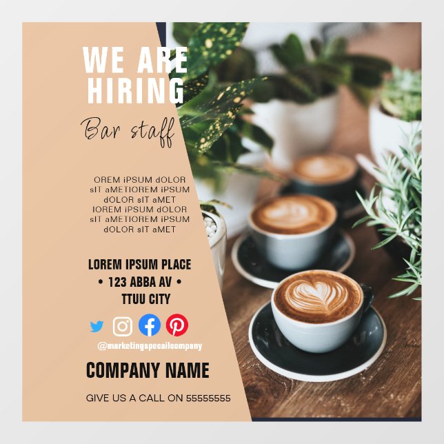hiring staff BUSINESS custom logo flyer Poster Ped Window Cling (Sheet)