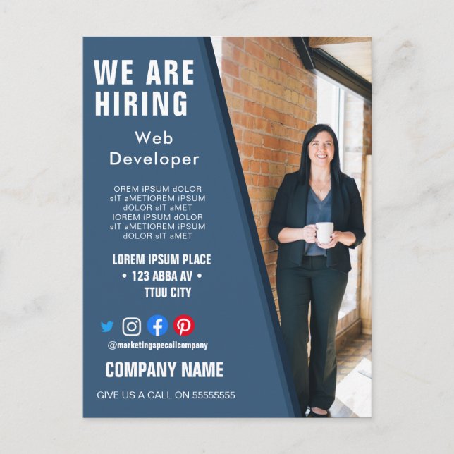 hiring staff BUSINESS custom logo flyer Poster  Po Postcard (Front)