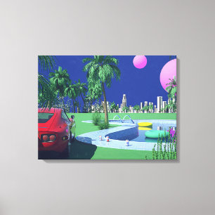 hiroshi nagai art paintings city pop and aeroplane canvas print