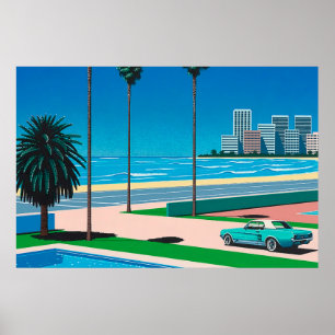 hiroshi nagai art paintings city pop and aeroplane poster