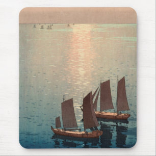Hiroshi Yoshida's Sparkling Sea Japanese Woodblock Mouse Mat