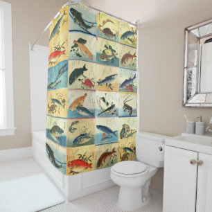  Hiroshige: A Shoal of Fishes Japanese Fish Prints Shower Curtain
