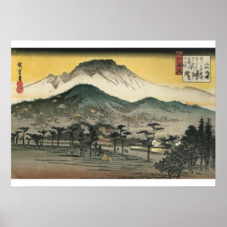 Hiroshige - Evening View of a Temple in the Hills Poster