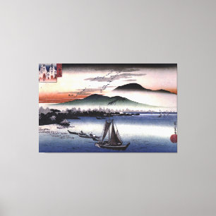 Hiroshige - Fishing boats on a lake Canvas Print